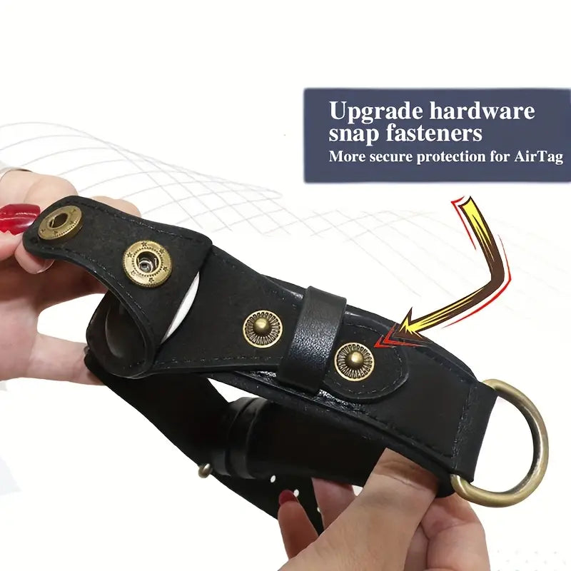 Premium Leder Hunde­halsband mit AirTag Halter & GPS Tracking