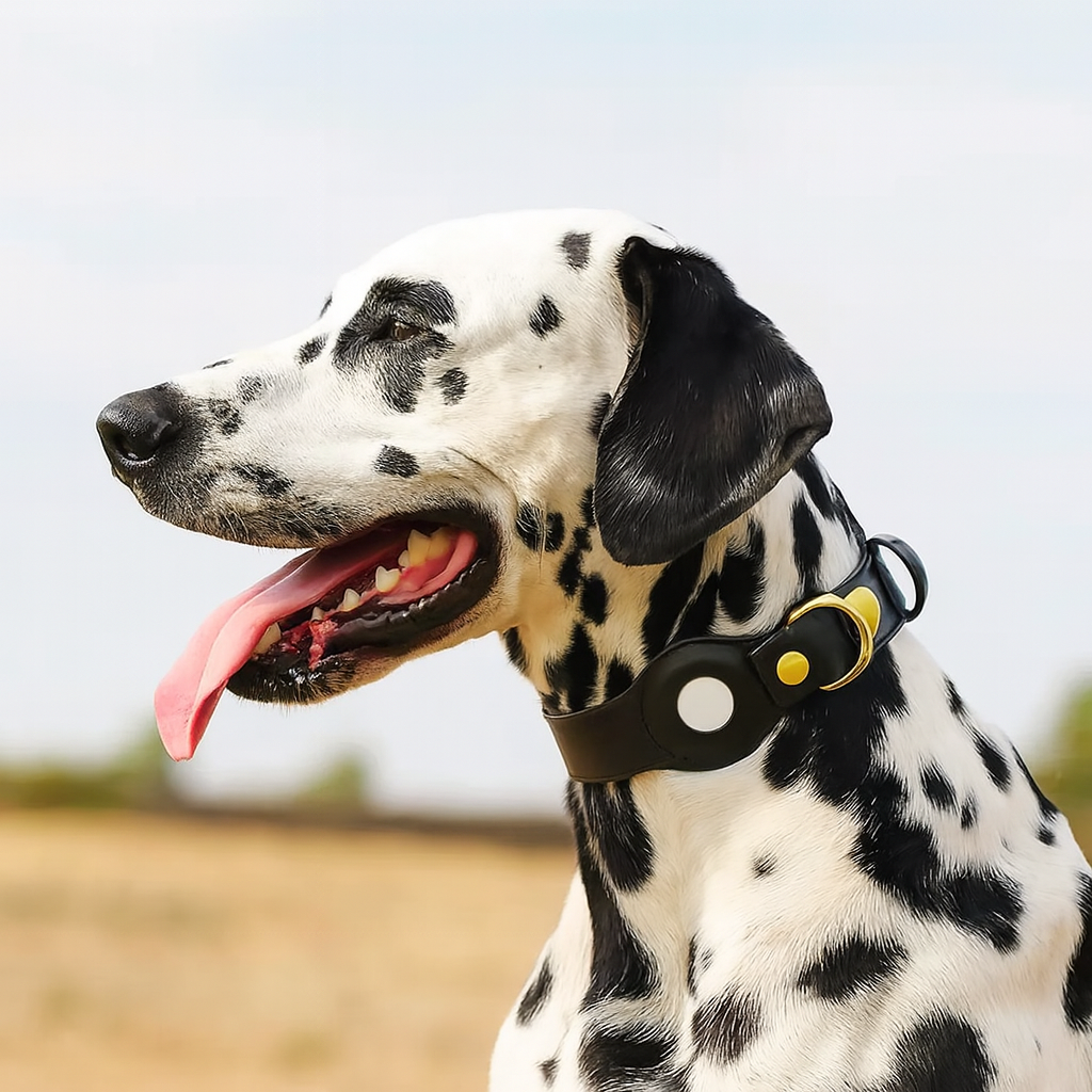 Premium Leder Hunde­halsband mit AirTag Halter & GPS Tracking