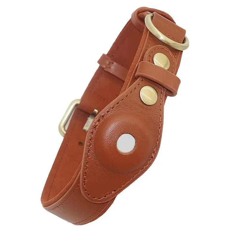 Premium Leder Hunde­halsband mit AirTag Halter & GPS Tracking