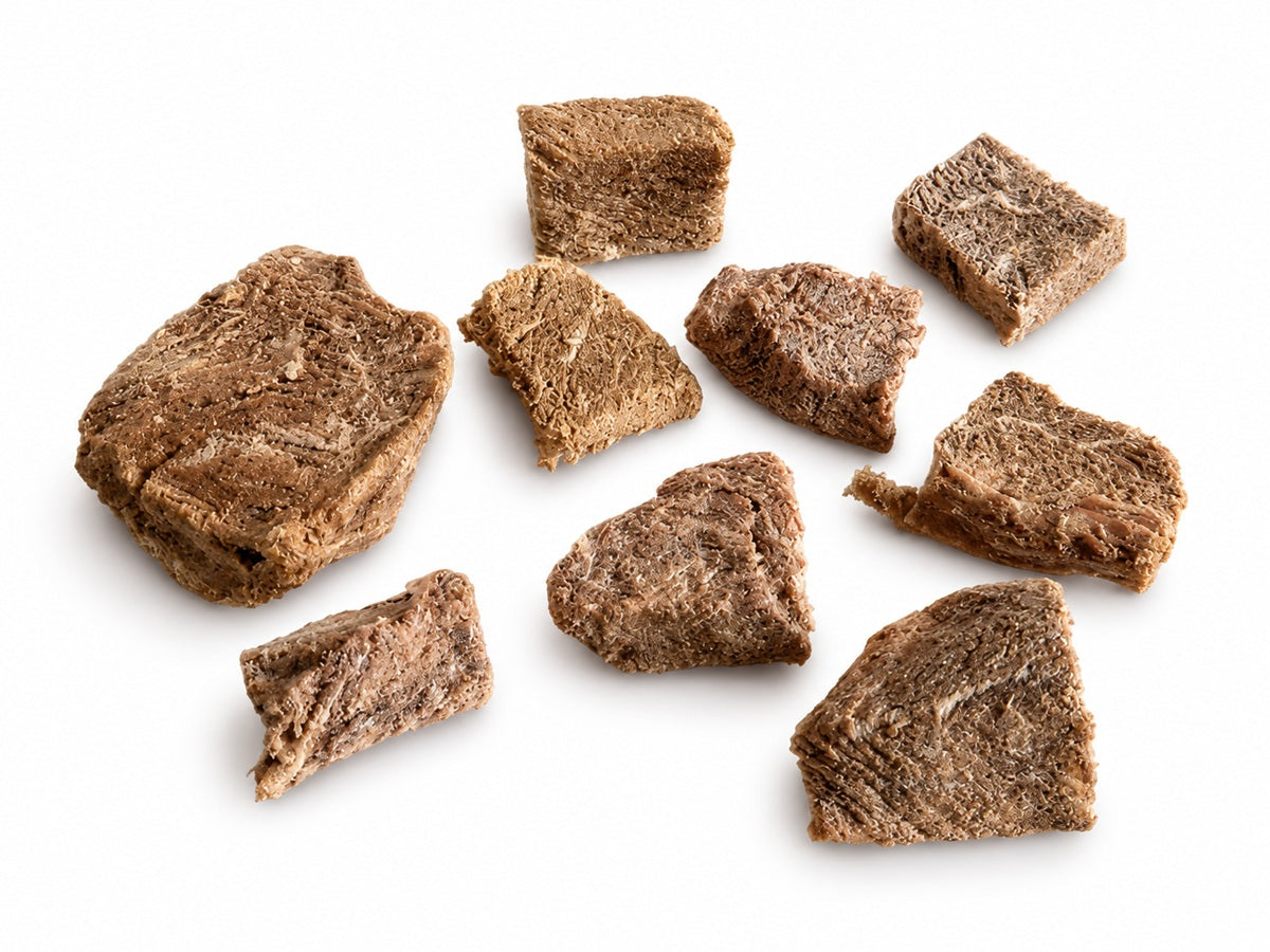 Gefriergetrocknetes Rindergulasch, herzhafter Frischfleisch-Snack für Hunde